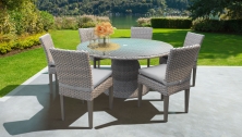 Monterey 60 Inch Outdoor Patio Dining Table with 6 Armless Chairs - TK Classics