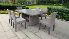 Monterey Rectangular Outdoor Patio Dining Table with 6 Armless Chairs - TK Classics