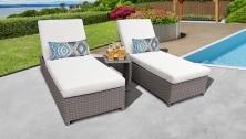Monterey Wheeled Chaise Set of 2 Outdoor Wicker Patio Furniture and Side Table - TK Classics