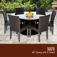 Napa 60 Inch Outdoor Patio Dining Table with 6 Armless Chairs - TK Classics