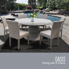 Oasis 60 Inch Outdoor Patio Dining Table with 6 Armless Chairs - TK Classics