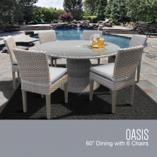 Oasis 60 Inch Outdoor Patio Dining Table with 6 Armless Chairs - TK Classics
