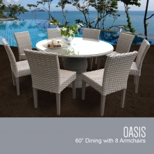 Oasis 60 Inch Outdoor Patio Dining Table with 8 Armless Chairs - TK Classics