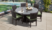 Venice 60 Inch Outdoor Patio Dining Table with 6 Armless Chairs - TK Classics