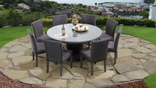 Venice 60 Inch Outdoor Patio Dining Table with 8 Armless Chairs - TK Classics