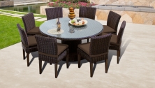 Venice 60 Inch Outdoor Patio Dining Table with 8 Armless Chairs - TK Classics