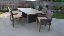 Venice Rectangular Outdoor Patio Dining Table with with 4 Armless Chairs and 2 Chairs w/ Arms - TK Classics
