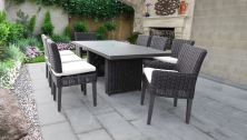 Venice Rectangular Outdoor Patio Dining Table with with 6 Armless Chairs and 2 Chairs w/ Arms - TK Classics