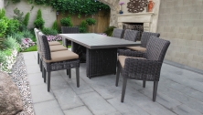 Venice Rectangular Outdoor Patio Dining Table with with 6 Armless Chairs and 2 Chairs w/ Arms - TK Classics