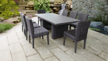 Venice Rectangular Outdoor Patio Dining Table with 8 Armless Chairs - TK Classics